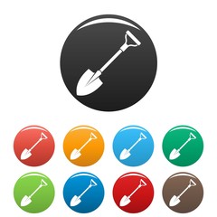 Shovel icons set 9 color vector isolated on white for any design