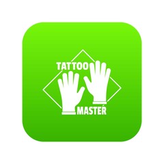 Obraz premium Tattoo gloves icon green vector isolated on white background