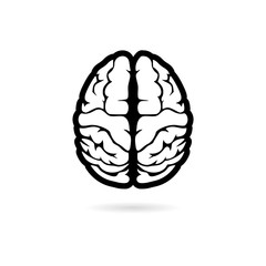 Black Human brain simple illustration, Human brain sticker, icon, logo 