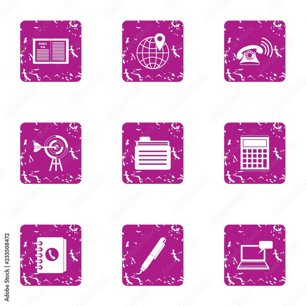Poster waveform icons set. grunge set of 9 waveform vector icons for web isolated on white background