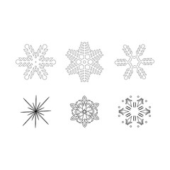 Snowflake winter set isolated four icon silhouette on white background. Christmas concept vector illustration
