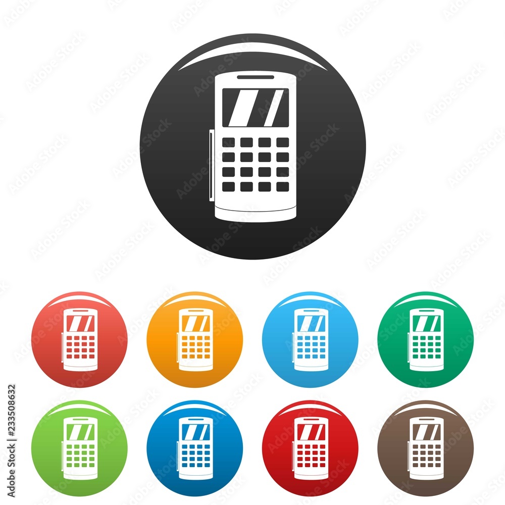 Poster nfc terminal payment icons set 9 color vector isolated on white for any design