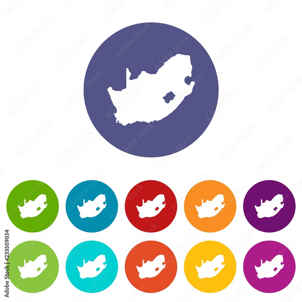 Poster african map icons color set vector for any web design on white background