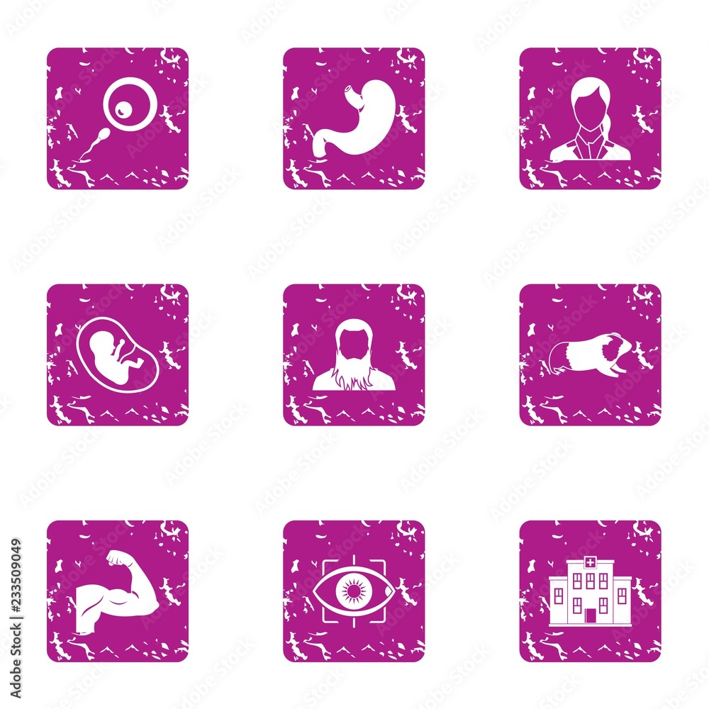 Poster faculty icons set. grunge set of 9 faculty vector icons for web isolated on white background
