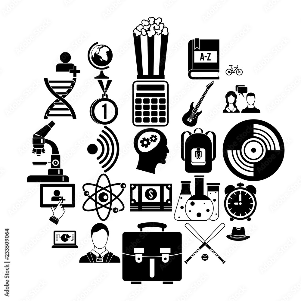 Poster student icons set. simple set of 25 student vector icons for web isolated on white background