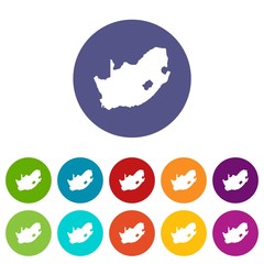 African map icons color set vector for any web design on white background
