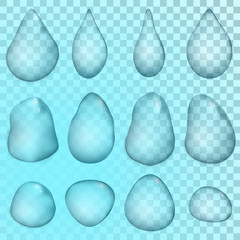 Set of transparent rain drops.