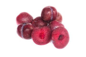 Fresh plums fruit isolate on white background
