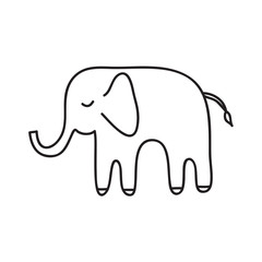 Cute white elephant. Sketch. Black outline on white background.