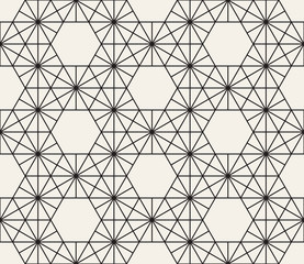 Vector seamless hexagon geometric pattern. Simple abstract lines lattice. Repeating elements stylish background