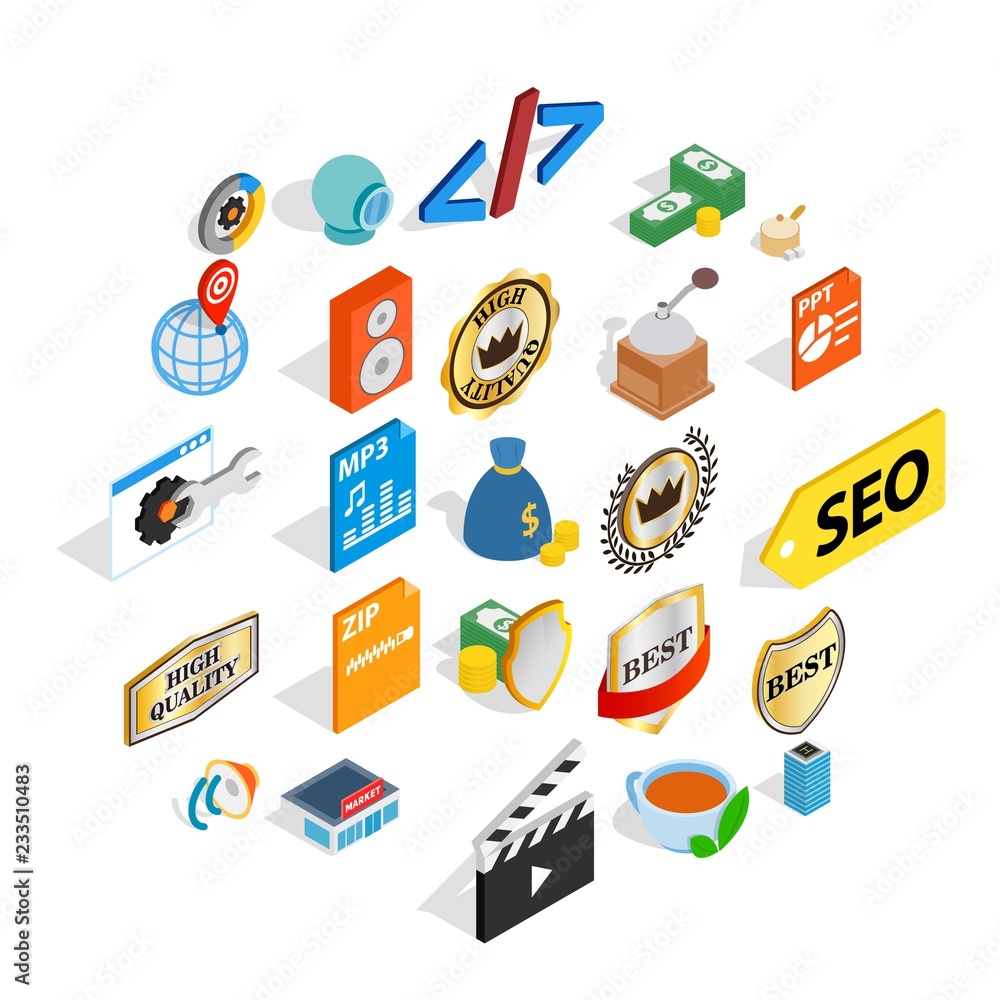 Poster studio icons set. isometric set of 25 studio vector icons for web isolated on white background