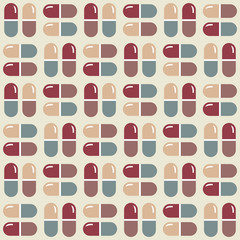 Medications (pills and tablets). Geometric Seamless Pattern.