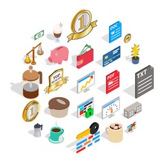 Business studio icons set. Isometric set of 25 business studio vector icons for web isolated on white background