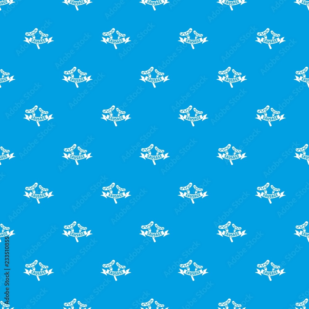 Poster sausage pattern vector seamless blue repeat for any use