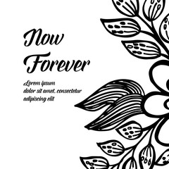 Fototapeta na wymiar Elegant floral collection with now forever text vector