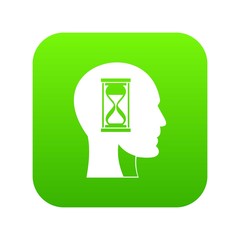 Hourglass in head icon digital green for any design isolated on white vector illustration