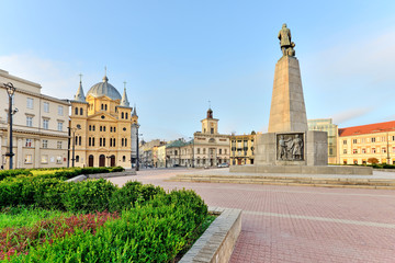 Łódź, Poland -view of Freedom Square. - obrazy, fototapety, plakaty