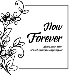 Beautiful wreath with now forever text vector art