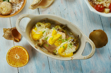 Creole Smokey Chicken Chile Rellenos