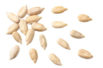 sunflower seeds isolated on white background. top view