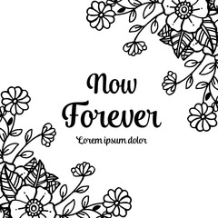 wreath with flowers and leaves frame vector art