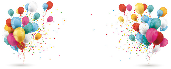Fototapeta Colored Balloons Confetti Explosion Header obraz