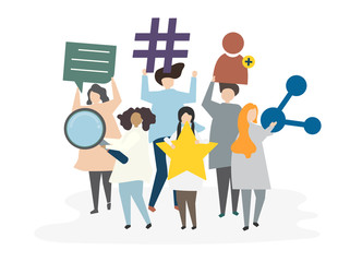 Illustration of avatar social network concept