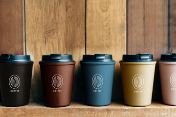 Choice of reusable coffee mug mockups