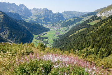 Mountain view at Furenalp over Engelberg on Switzerland