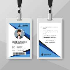 Stylish identity card design template with blue details