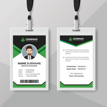 Professional ID card template with green details