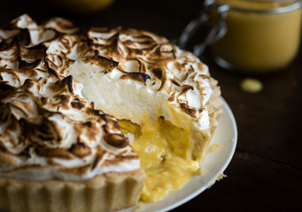 Lemon meringue pie food photography
