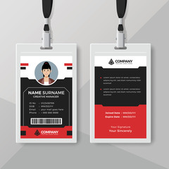 Creative red and black ID card design template