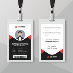 Obraz premium Elegant ID card template with red details