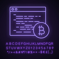 Bitcoin mining software neon light icon