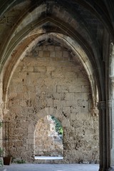 Fototapeta premium İnterior of the old Catholic Church. Fragment. The decoration Church. North Cyprus Bellapais Abbey 