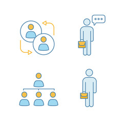 Business management color icons set
