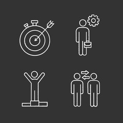 Business management chalk icons set