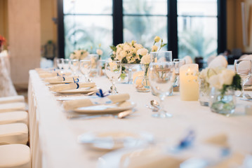 Table setting at a luxury wedding reception