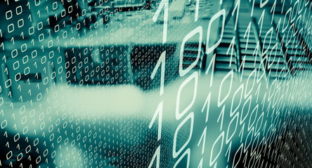 Cybersecurity hacker cyber attack, zero one binary coding