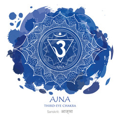 Sixth chakra illustration vector of Ajna - obrazy, fototapety, plakaty