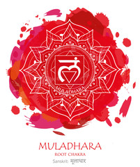 First chakra illustration vector of Muladhara - obrazy, fototapety, plakaty