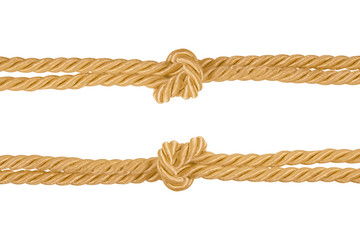 Close-up of rope with knot isolated on white