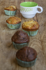 Italian breakfast with cappuccino and muffins