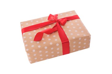 Gift box. Wrapping paper with polka dots.