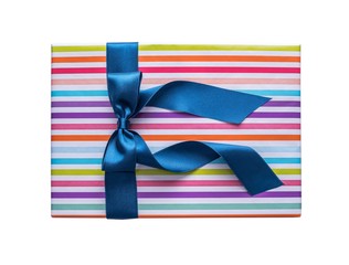 Gift in a bright striped wrapping paper.