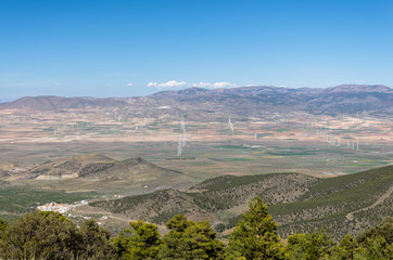 Landscape in which a wind farm is seen. Spain