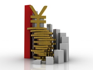3d rendering Stock market online business concept. business Graph with yen sign
