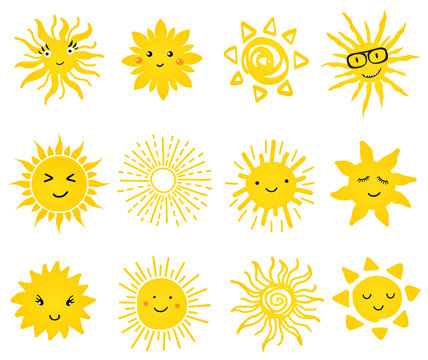Cute vector set of Sun icons.