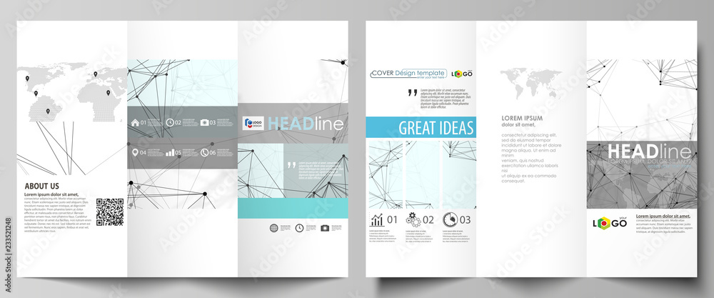 Poster tri-fold brochure business templates on both sides. abstract vector layout in flat design. chemistry